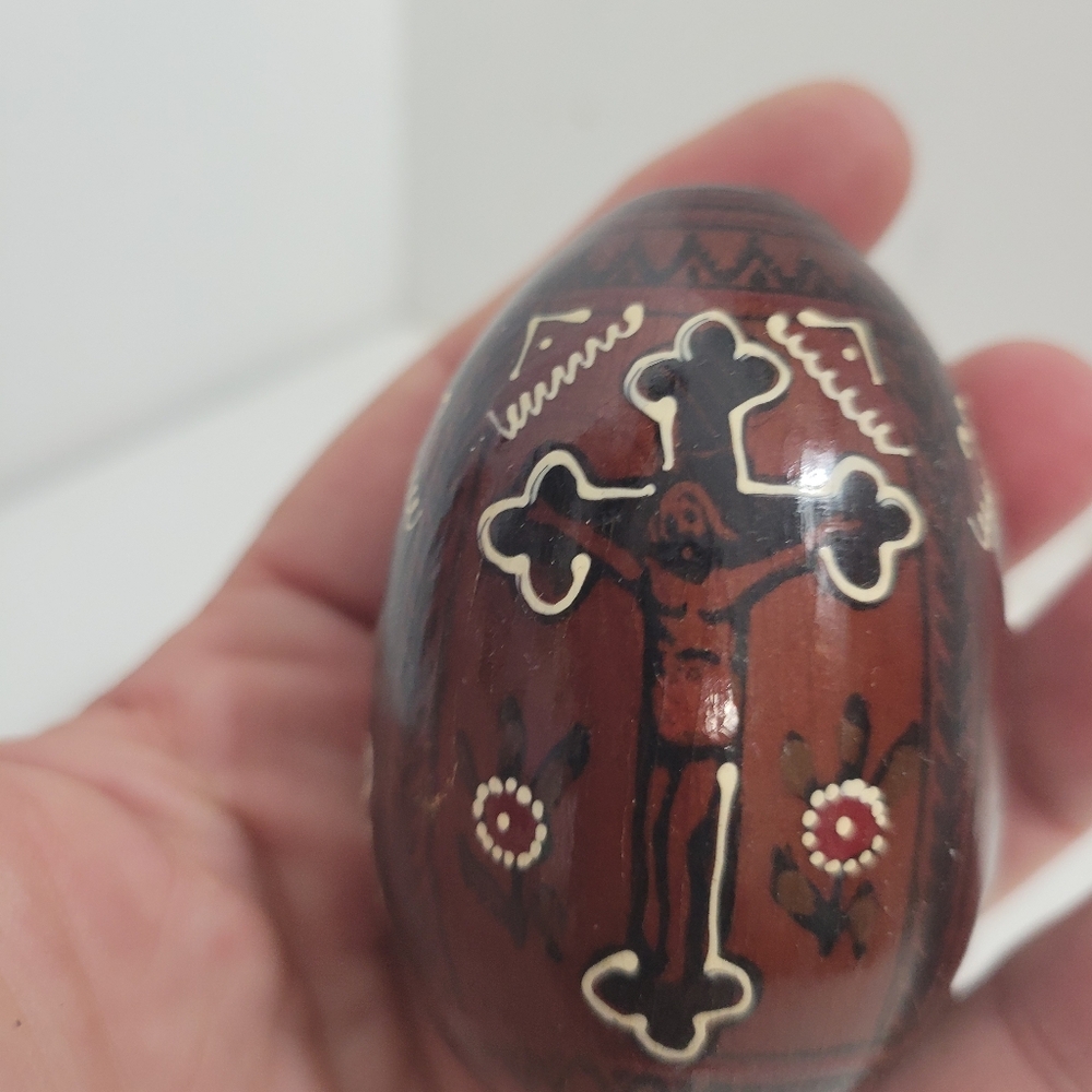 Vintage Hand Painted Russian Wooden Egg